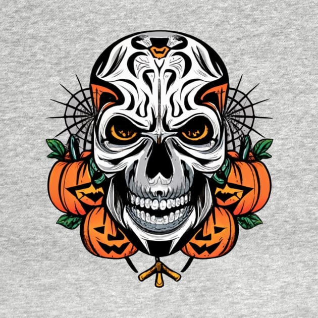 Halloween Skull with Pumpkins by emblemat2000@gmail.com